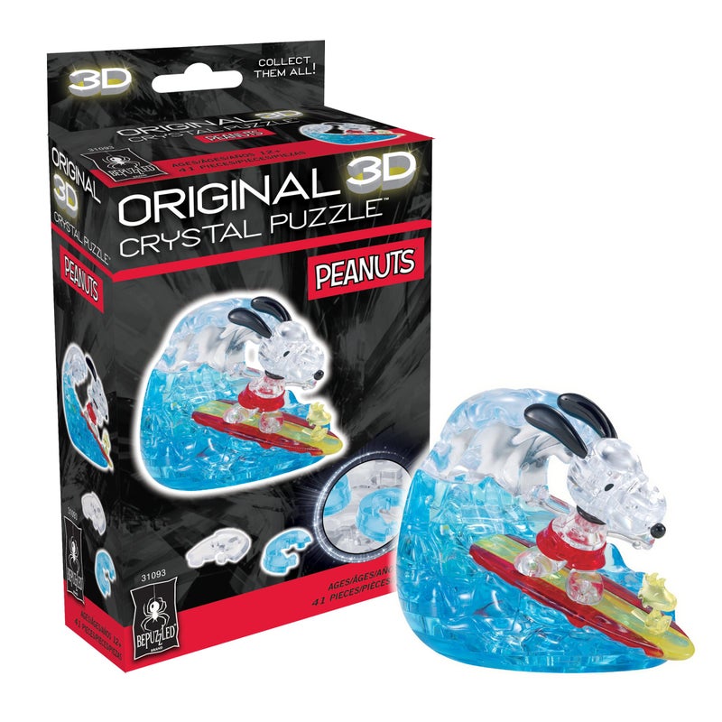 BePuzzled, Peanuts Snoopy Surf Original 3D Crystal Puzzle, Based on Characters from the Beloved Peanuts Comic Strip, Puzzlers Ages 12 and Up - Image 1